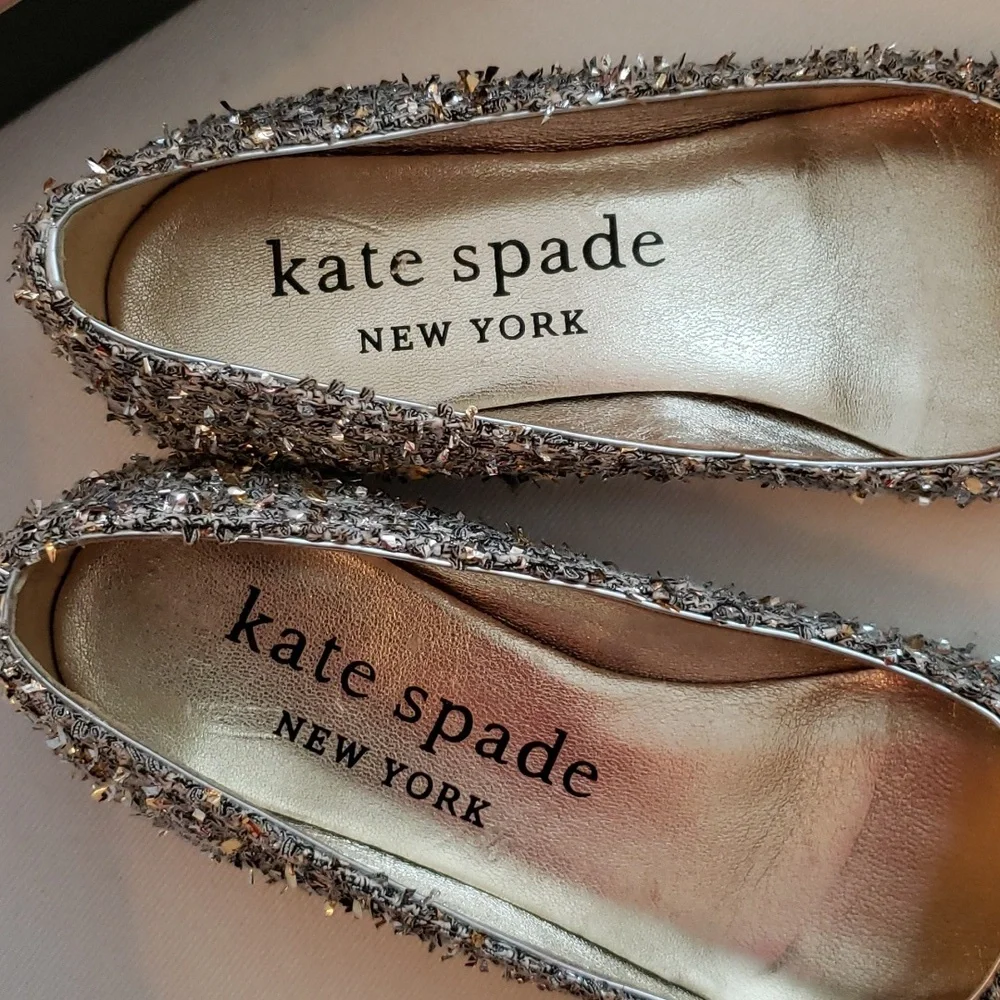 Kate Spade "buckle up" metallic tweed flats - worn once! - Picture 7 of 9